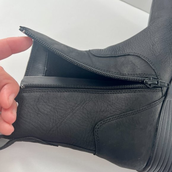Merrell Travvy Black Leather Waterproof Boots Size 7.5 Bootie Mid Calf Size Zipp - Picture 5 of 14
